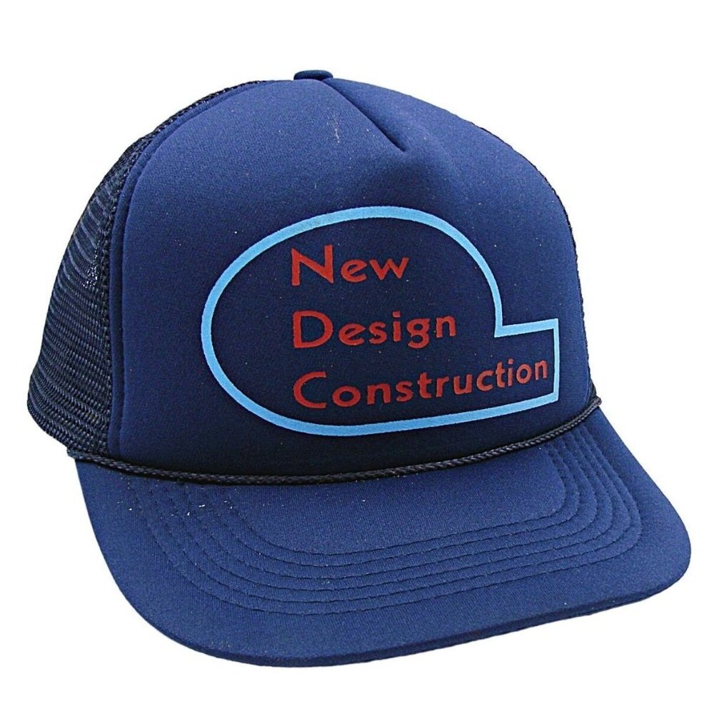 The Sportsman Vintage Snapback Trucker Hat Blue New Design Construction Logo